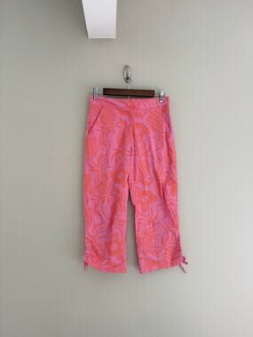 LILLY PULITZER Vintage Pink and Orange Tropical Printed Capri Pants Size 0